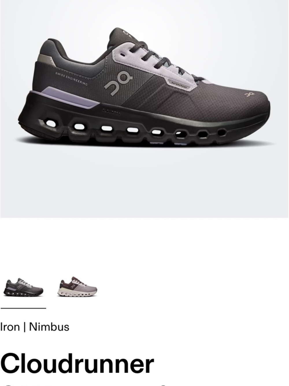 Cloudrunner Women's Athletic Shoe - Iron/Nimbus